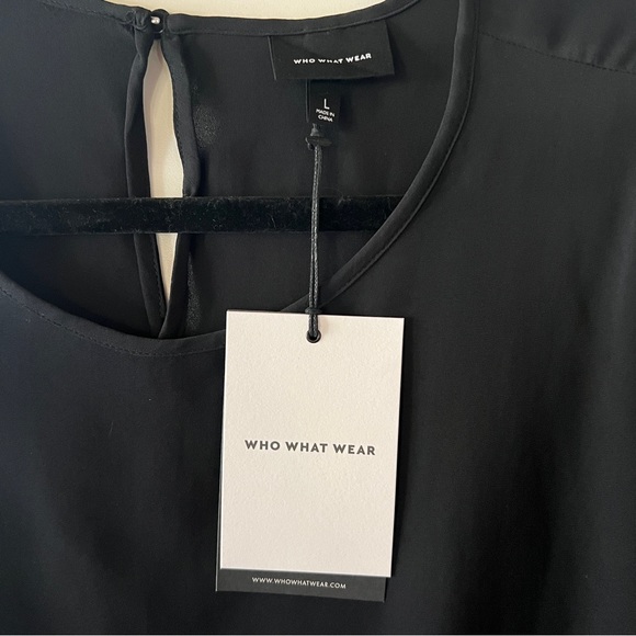 NWT Who what wear sizeL made in China 
Black long sleeve w/ lace sleeve detail - Picture 7 of 16